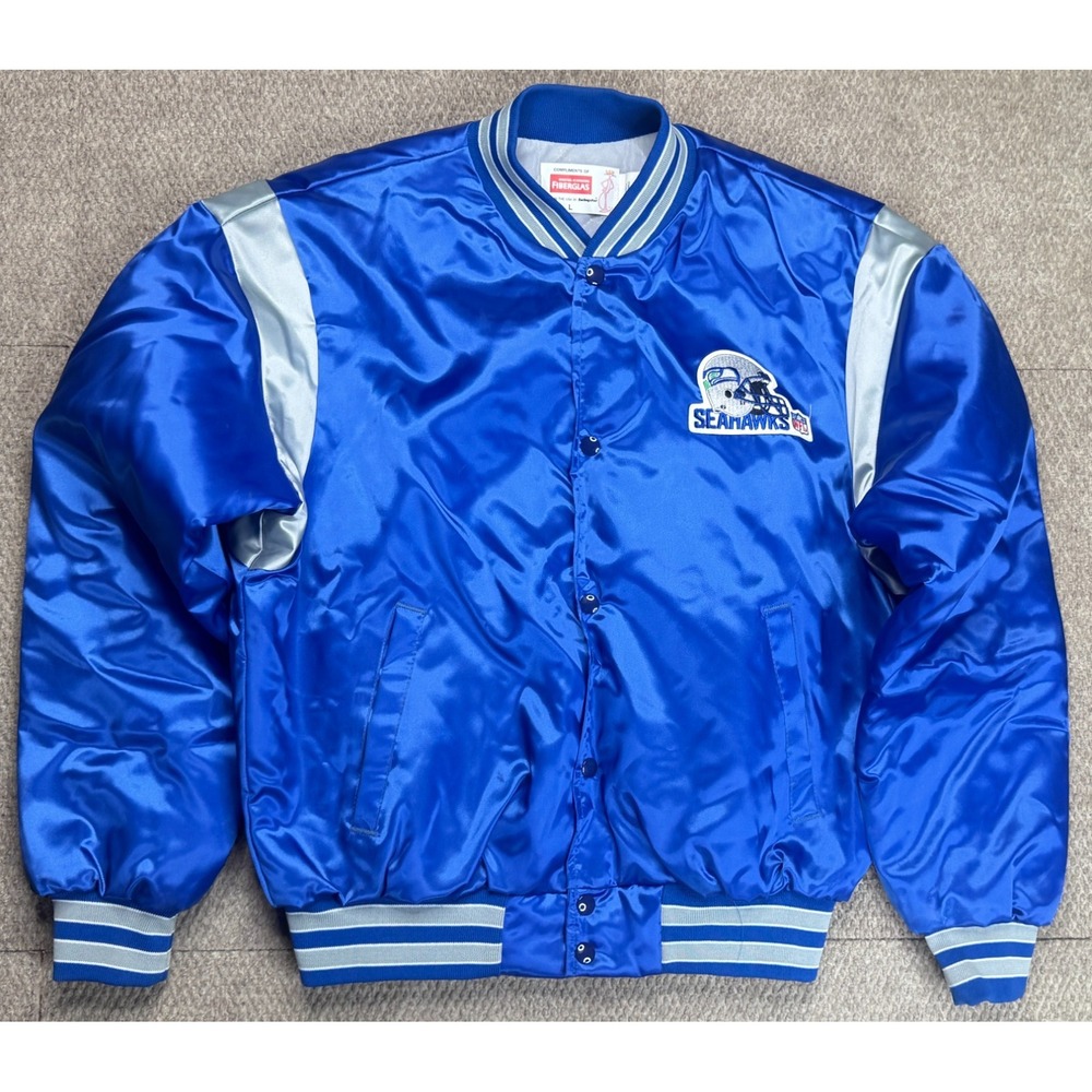 Swingster Vtg Rare NFL Owens Corning Seattle Seahawks Satin Jacket Size L